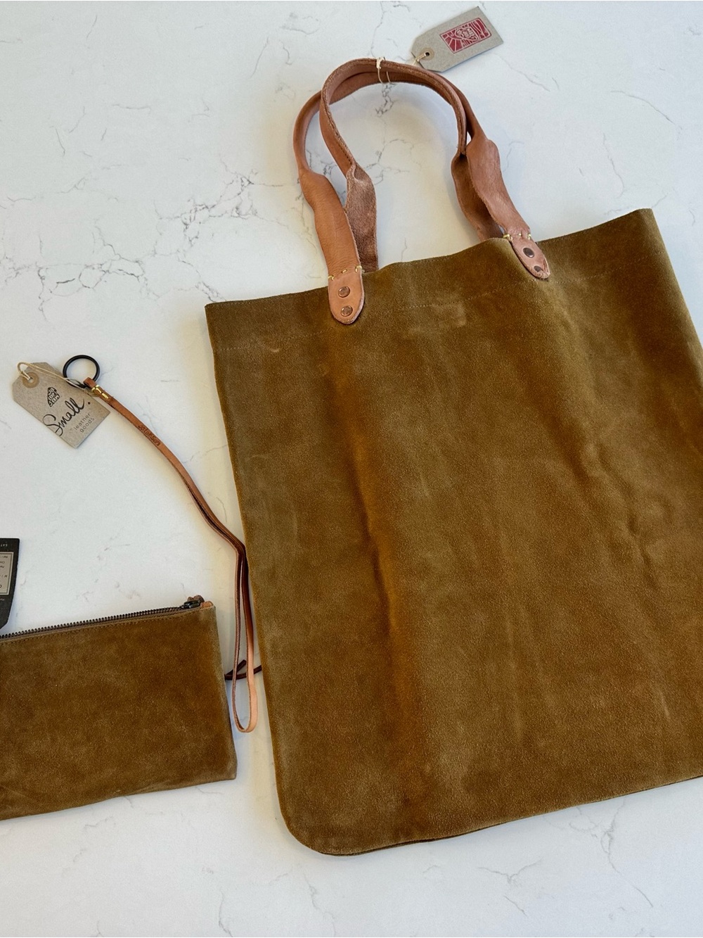 Satorisan Suede Tote Bag with Pouch & Key Ring - Picture 4 of 10